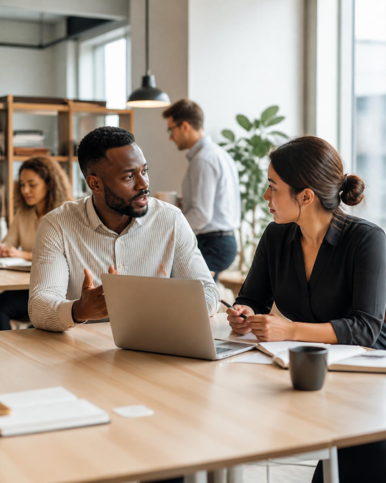 Meridian HR Partners recruiters collaborating with an HRIS client on a candidate shortlist
